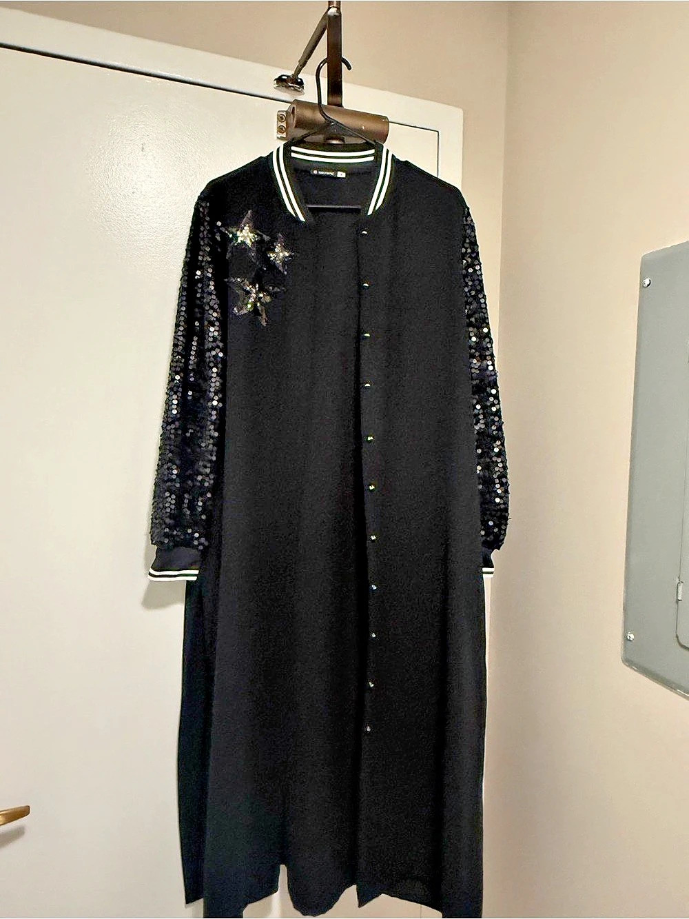 B RICCI Black Sequin-Sleeve Maxi Dress Like New